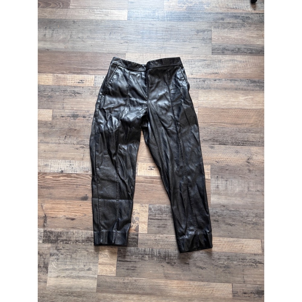 Banana Republic High Rise Tapered Vegan Leather Pants Black Petite Small